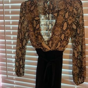 Cream Leopard Romper Black Short Bottom